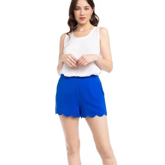 Stella Tweed Pants - Stella Tweed Blue Scallop Edge Womens Shorts M